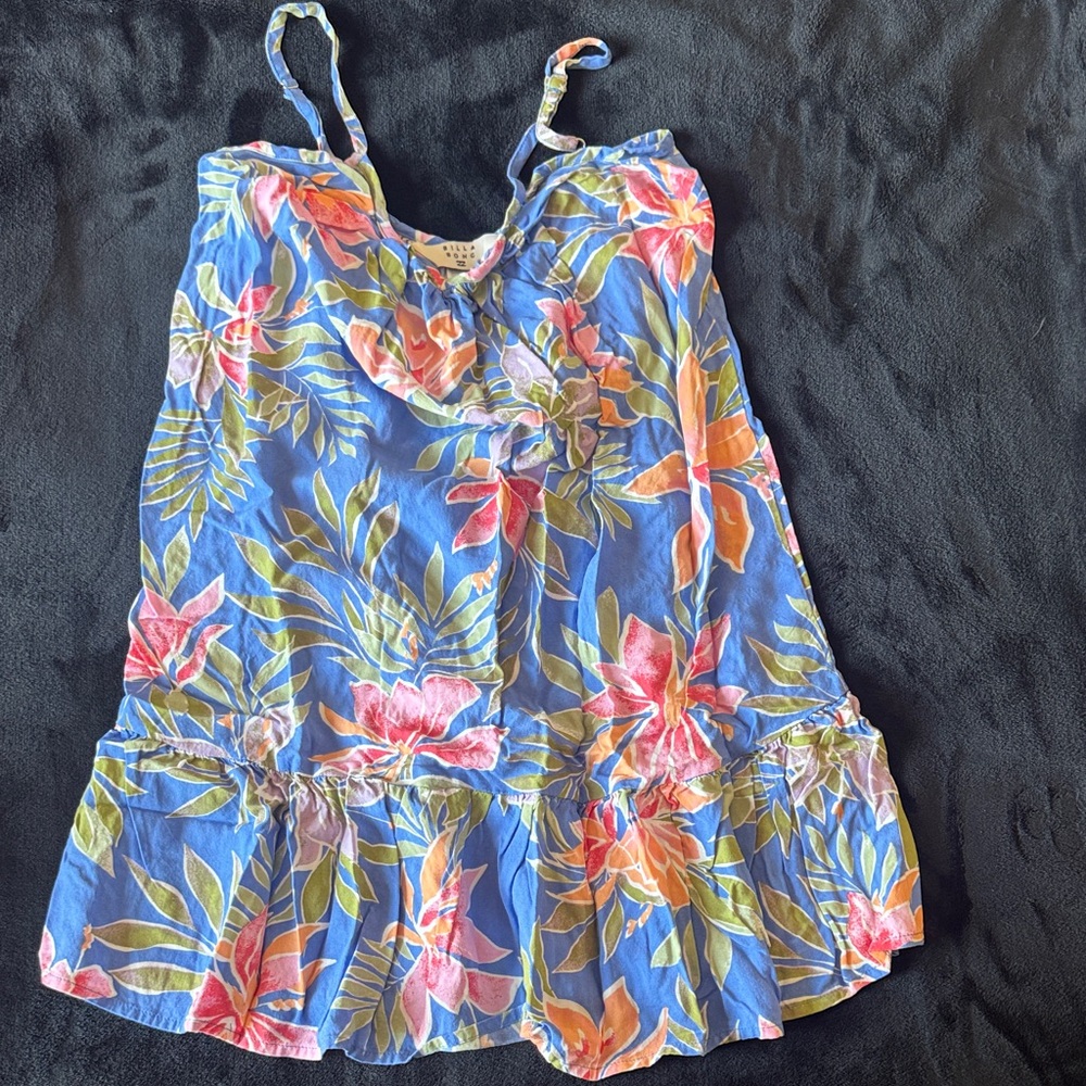 Billabong Women’s Blue Floral Ruffle Dress